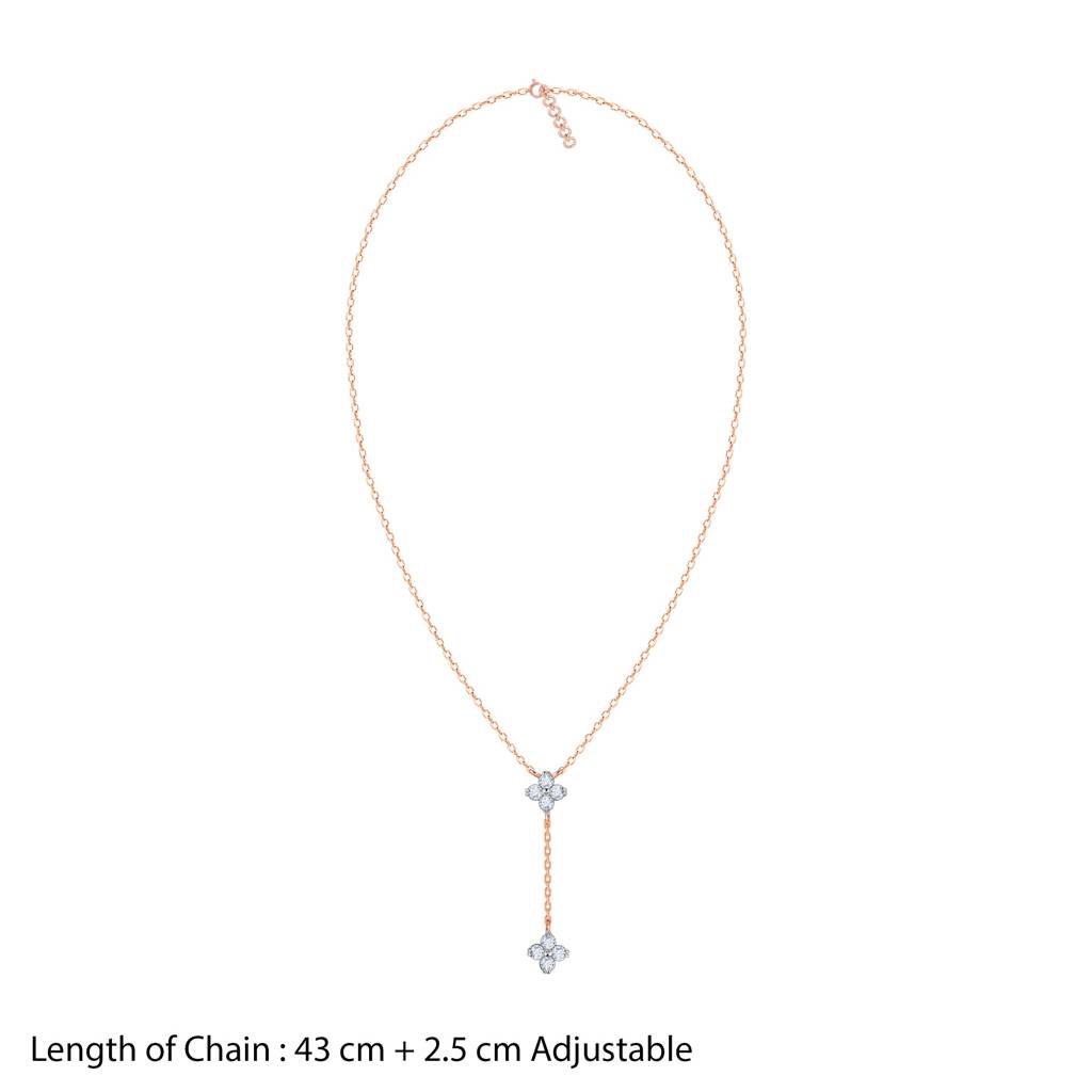 14K Rose Gold Dangling Amorette Diamond Lariat Necklace : GDLNE076