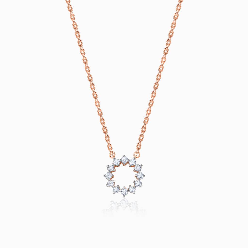 14K Rose Gold Aureole Diamond Necklace : GDLNE085