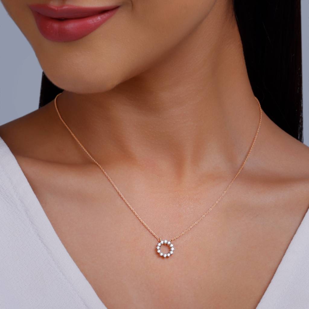 14K Rose Gold Aureole Diamond Necklace : GDLNE085