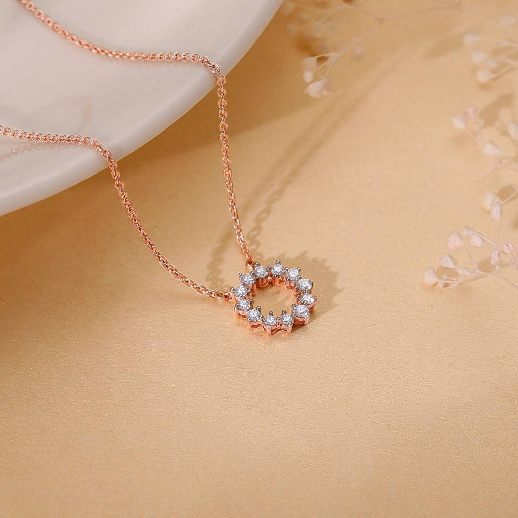 14K Rose Gold Aureole Diamond Necklace : GDLNE085