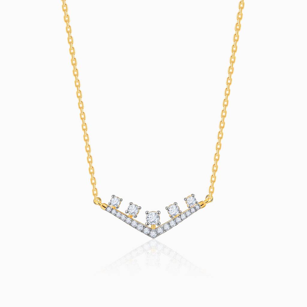 18K Gold Charming Pentad Diamond Necklace : GDLNE087