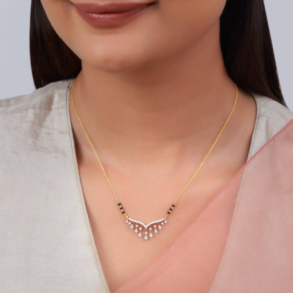 14K Gold Pavitra Bandhan Diamond Mangalsutra : GDLNE099