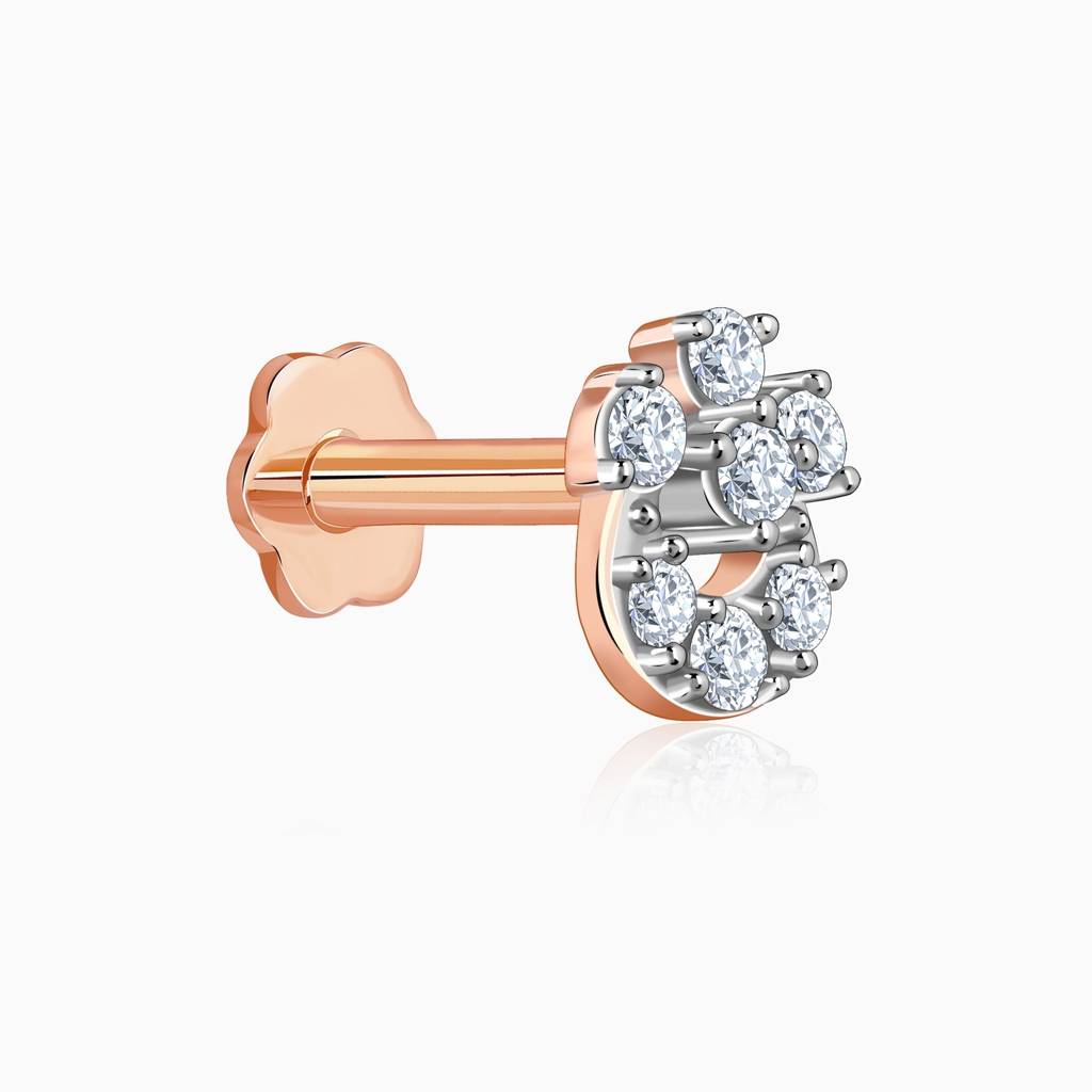 18K Rose Gold Electra Diamond Nose Pin : GDLNP0101
