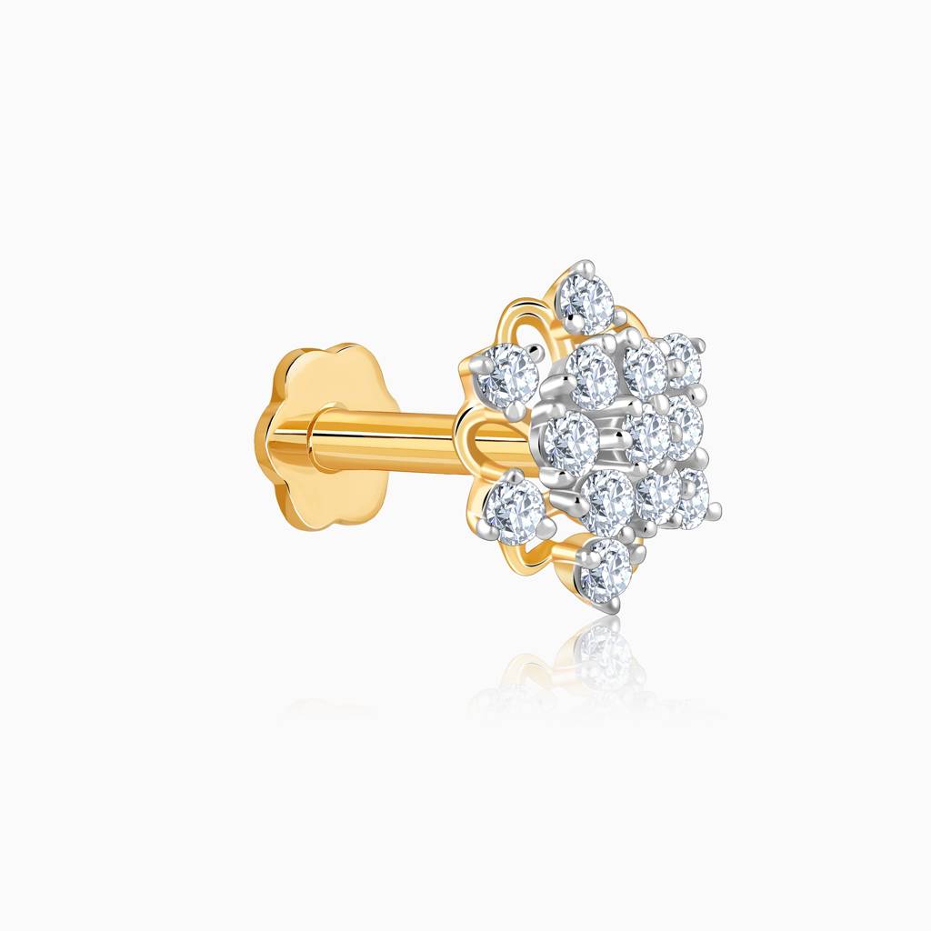 Gold Petalia Diamond Nose Pin : GDLNP0102