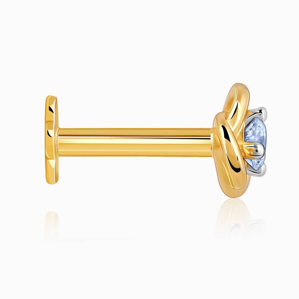 14K Gold Hyacinth Diamond Nose Pin : GDLNP0103