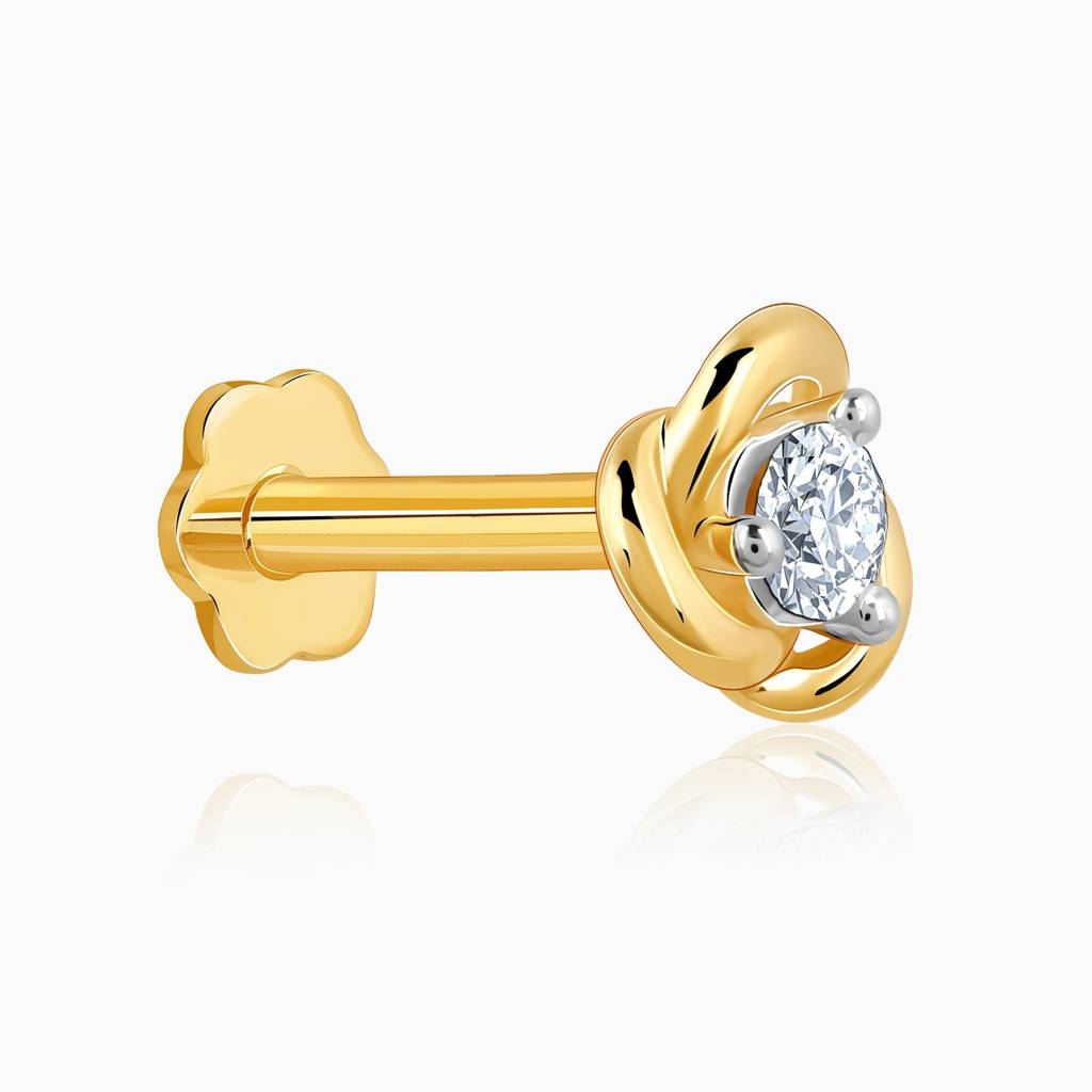 14K Gold Hyacinth Diamond Nose Pin : GDLNP0103