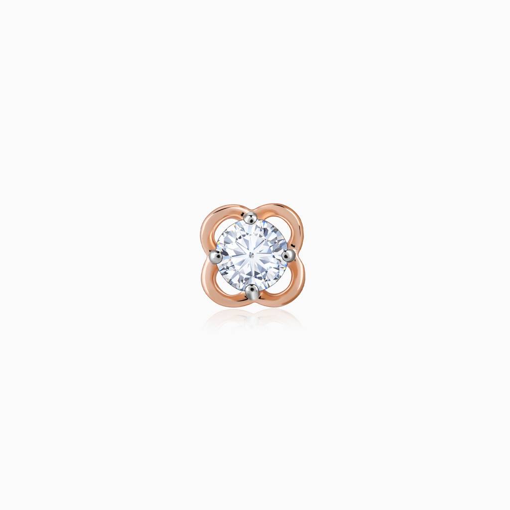 18K Rose Gold Floral Diamond Nose Pin : GDLNP0105