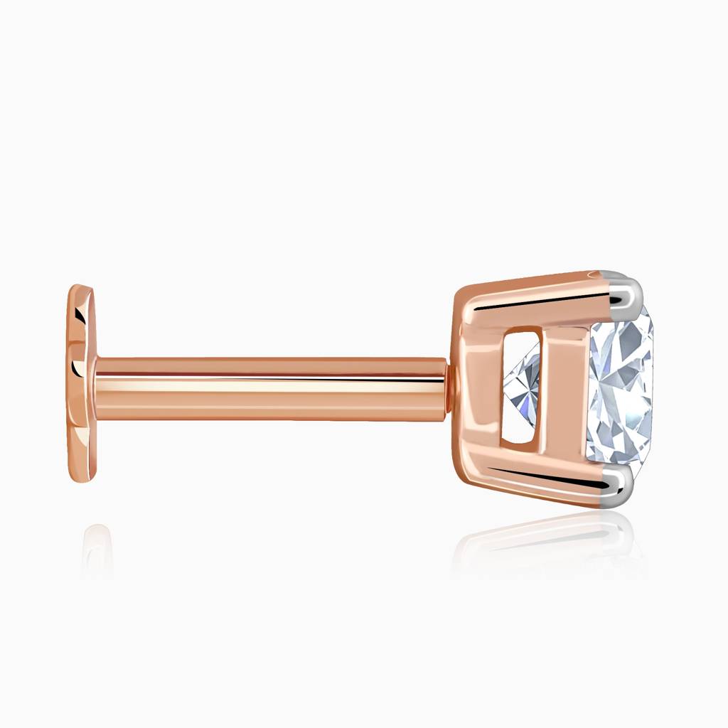 18K Rose Gold Minimal Diamond Nose Pin : GDLNP0106