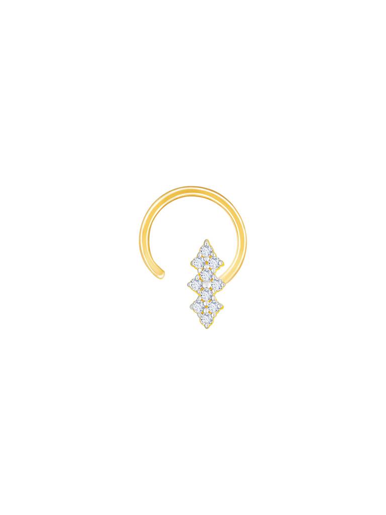 14K Yellow Gold Divine Dazzle Diamond Nose Pin : GDLNP010