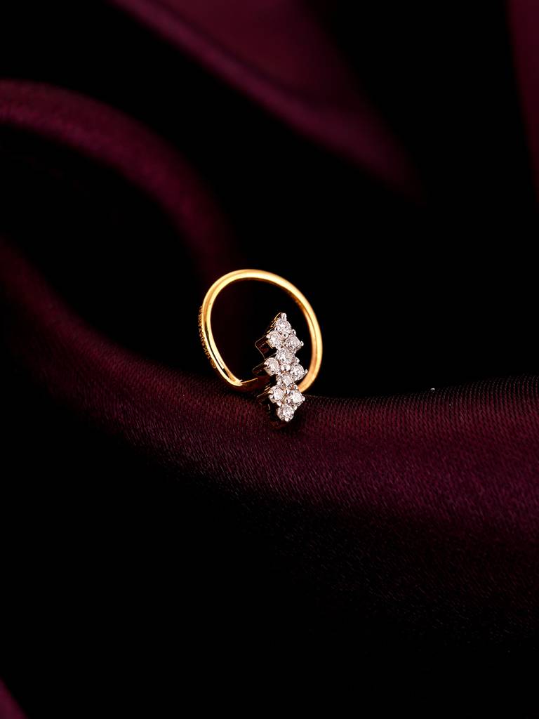 14K Yellow Gold Divine Dazzle Diamond Nose Pin : GDLNP010