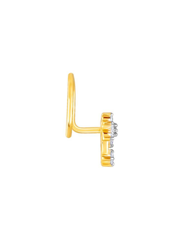 14K Yellow Gold Dreamy Floral Diamond Nose Pin : GDLNP014