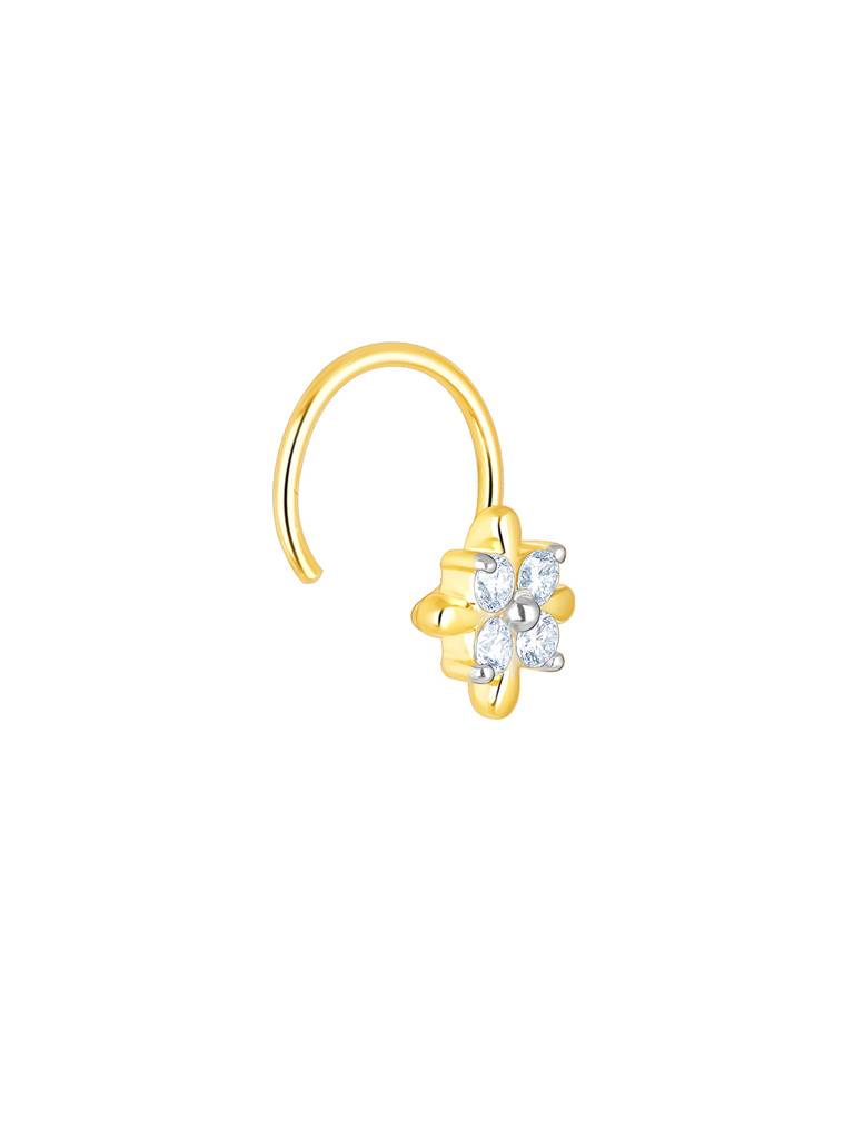 Giva 14K Yellow Gold Tender Bloom Diamond Nose Pin : GDLNP015