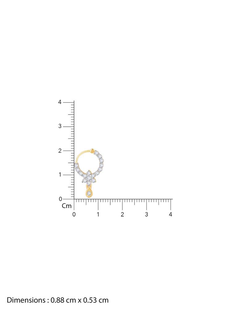 Giva 14K Yellow Gold Floral Dew Drop Diamond Nose Ring : GDLNP016