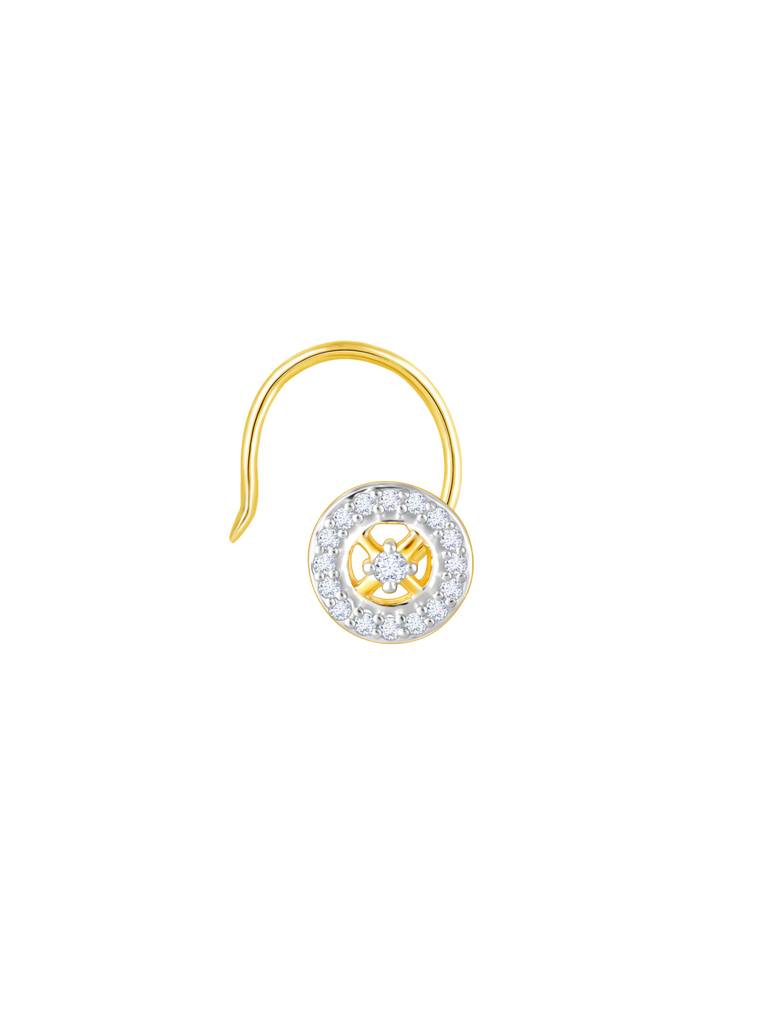 Giva 14K Yellow Gold Enraptured Bliss Diamond Nose Pin : GDLNP020