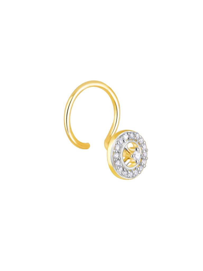 Giva 14K Yellow Gold Enraptured Bliss Diamond Nose Pin : GDLNP020