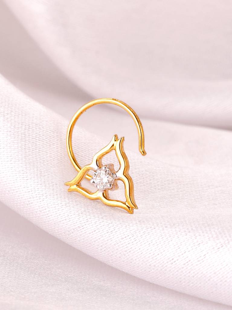 Giva 18K Yellow Gold Sweet Blossom Diamond Nose Pin : GDLNP021