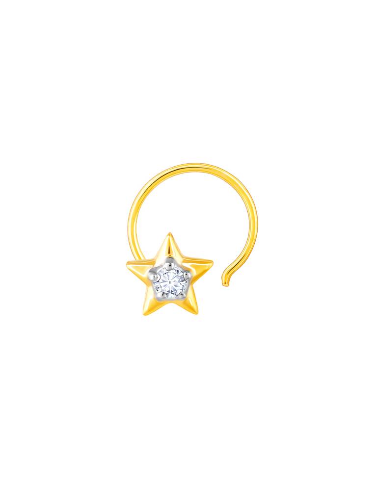 18K Yellow Gold Starry Sparkle Diamond Nose Pin : GDLNP022