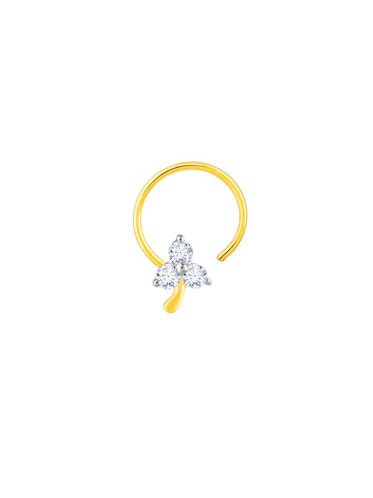 14K Yellow Gold Blossom In Love Diamond Nose Pin : GDLNP047