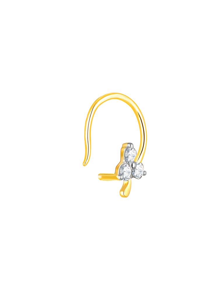 14K Yellow Gold Blossom In Love Diamond Nose Pin : GDLNP047