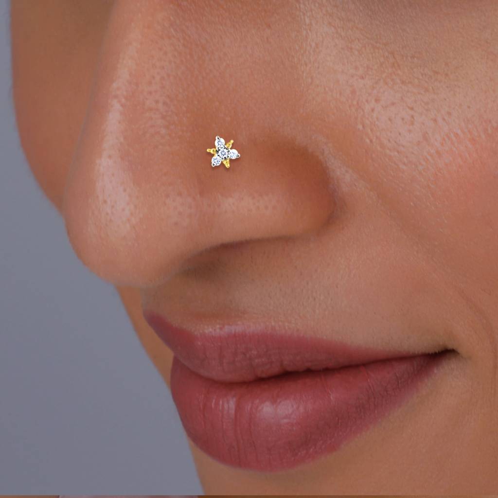 18K Gold Starlet Diamond Nose Pin : GDLNP068