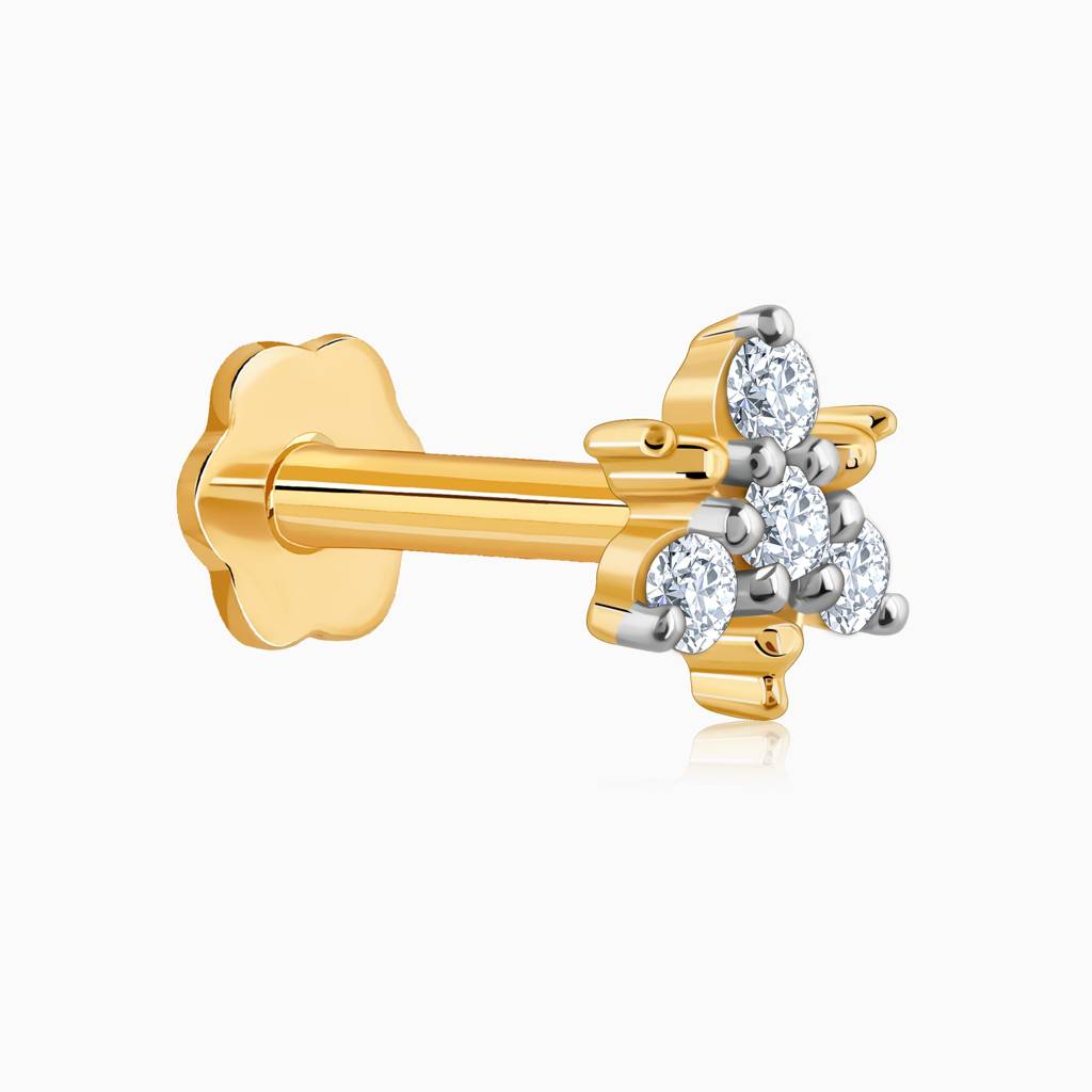 18K Gold Starlet Diamond Nose Pin : GDLNP068