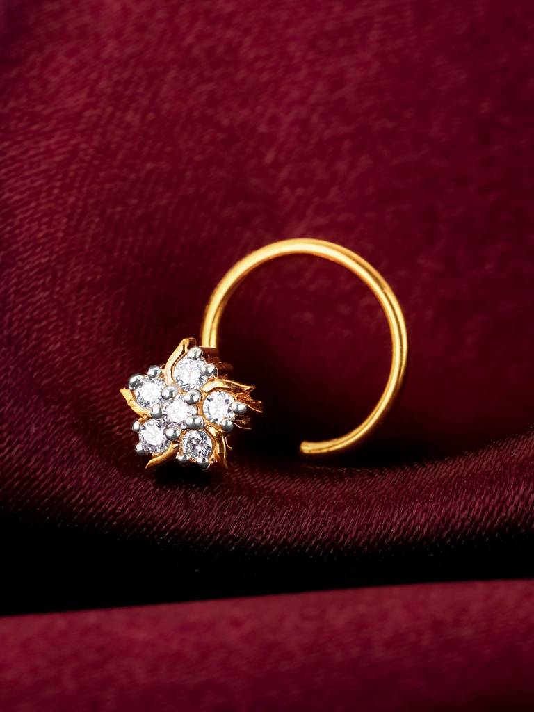 Giva 14K Yellow Gold Adorable Bloom Diamond Nose Pin : GDLNP07