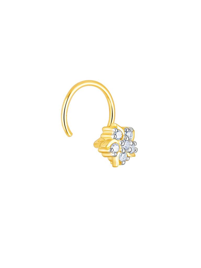 Giva 14K Yellow Gold Adorable Bloom Diamond Nose Pin : GDLNP07