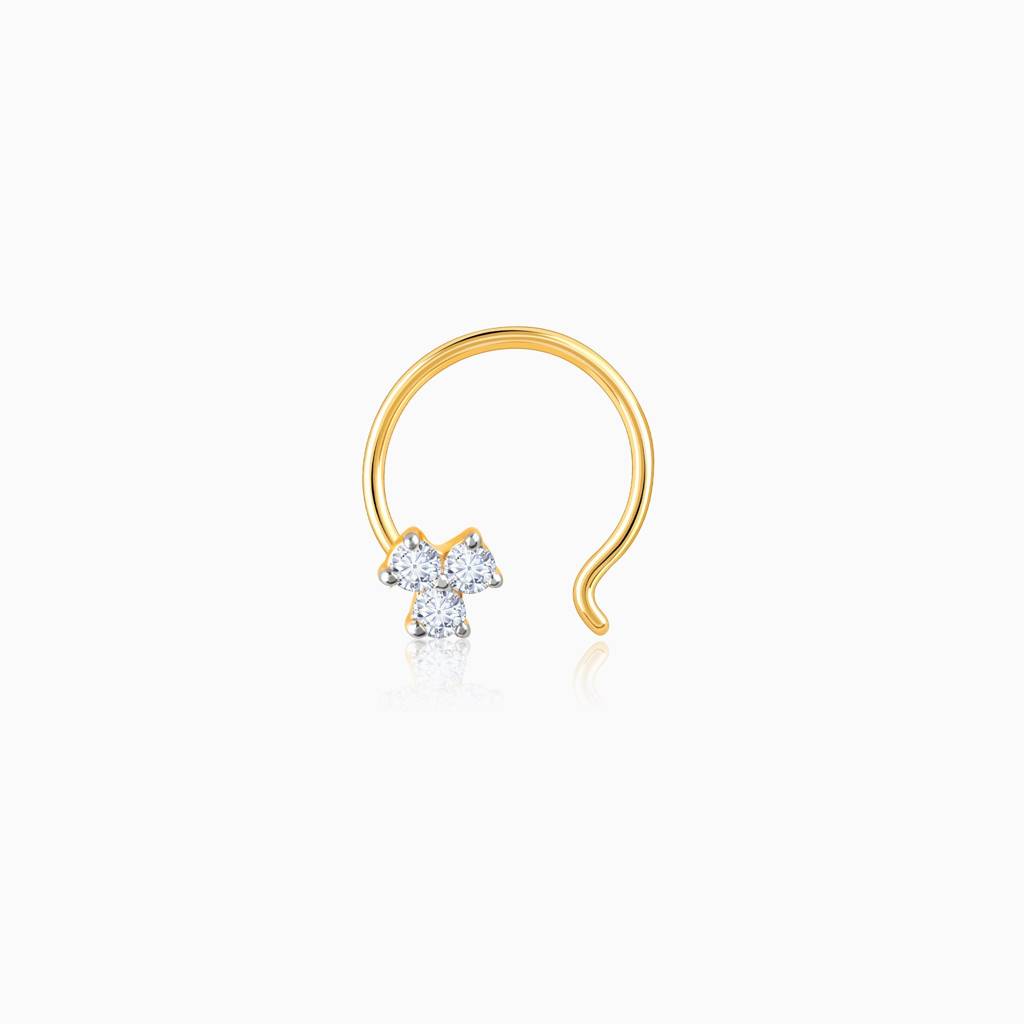 14K Gold Tri-Beauty Diamond Nose Pin : GDLNP085