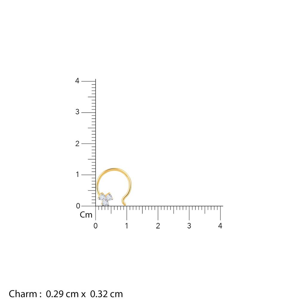 14K Gold Tri-Beauty Diamond Nose Pin : GDLNP085