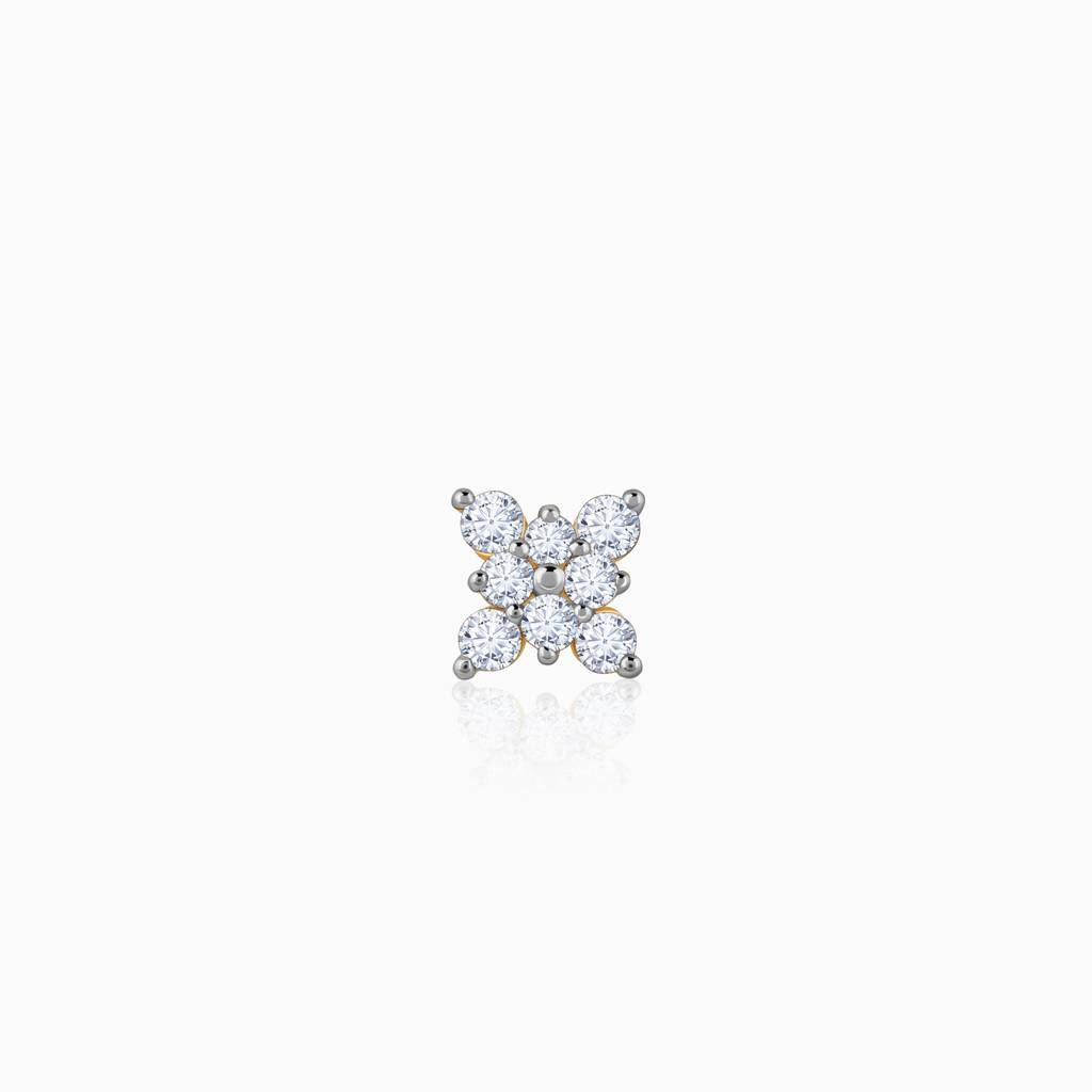 18K Gold Graceful Orchid Diamond Nose Pin : GDLNP088