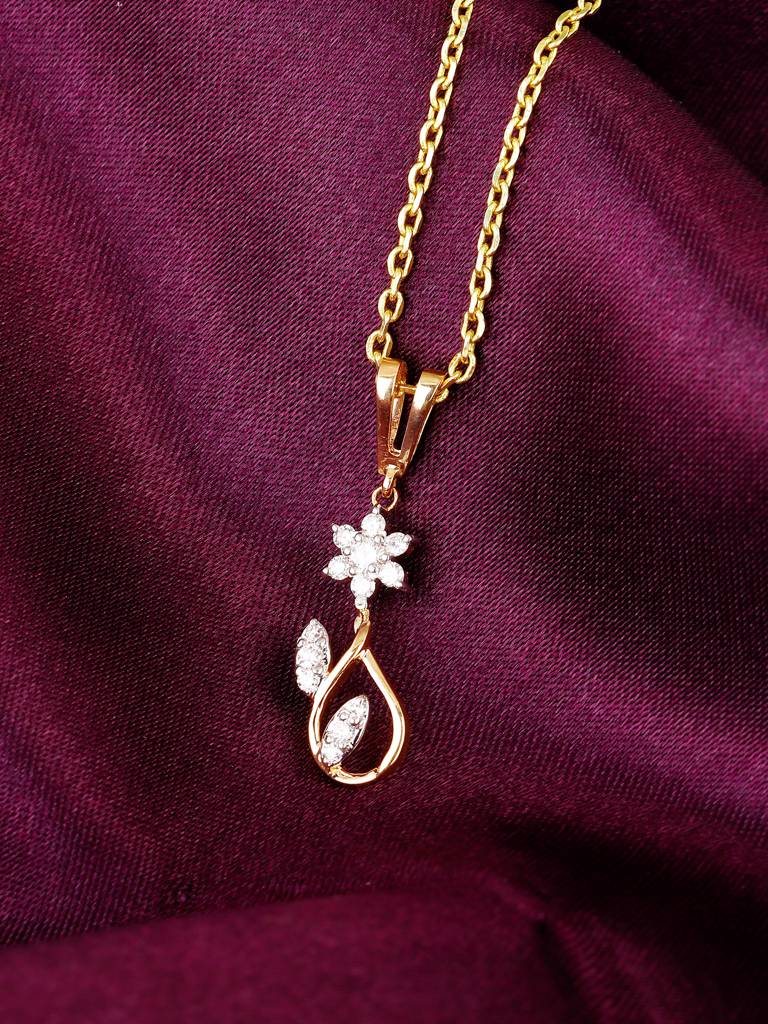 Giva 18K Yellow Gold Graceful Sparkle Diamond Pendant Without Chain : GDLPD0101