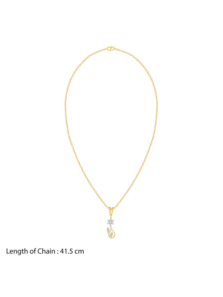 Giva 18K Yellow Gold Graceful Sparkle Diamond Pendant Without Chain : GDLPD0101
