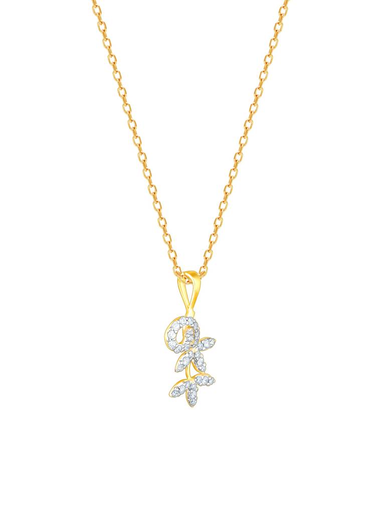Giva 18K Yellow Gold Elegant Floral Diamond Pendant Without Chain : GDLPD0102