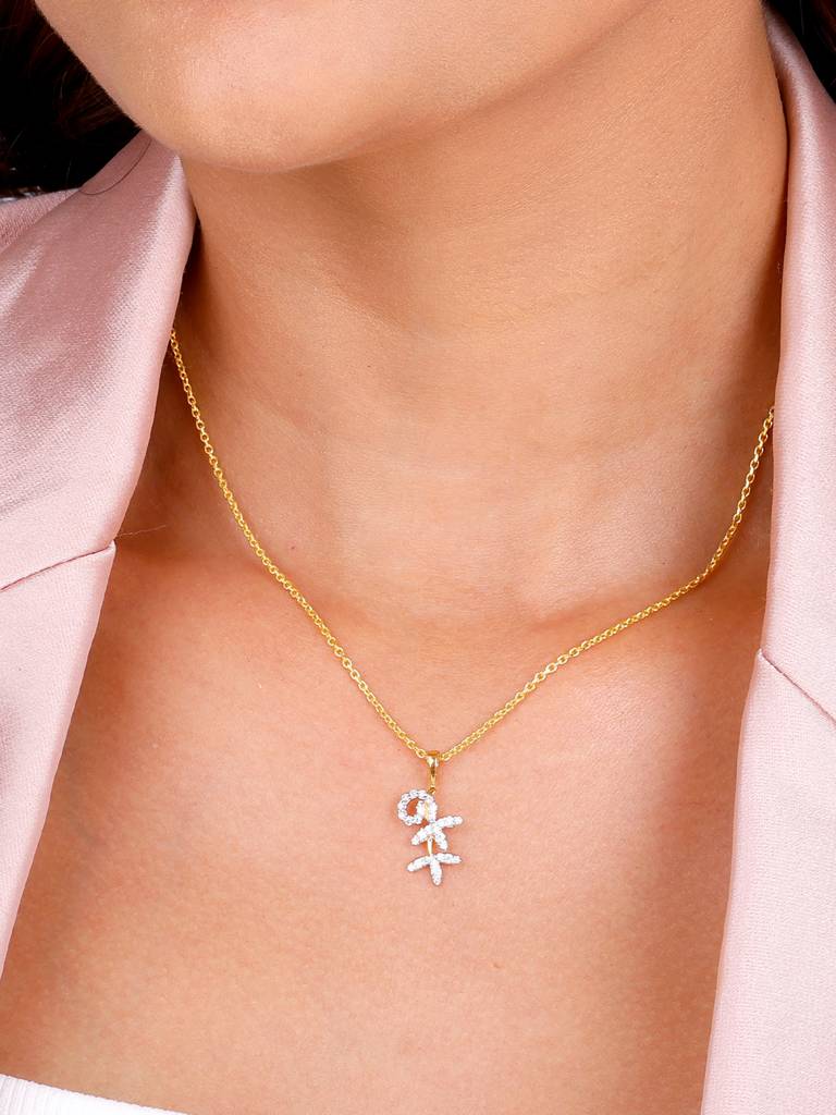 Giva 18K Yellow Gold Elegant Floral Diamond Pendant Without Chain : GDLPD0102