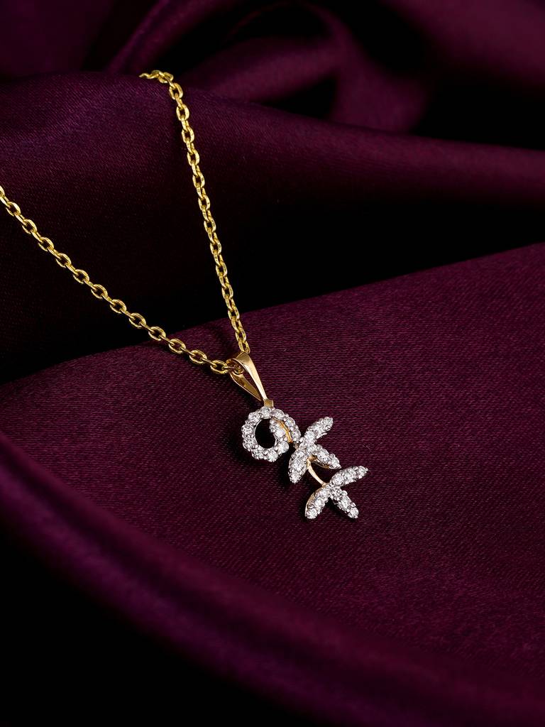 Giva 18K Yellow Gold Elegant Floral Diamond Pendant Without Chain : GDLPD0102