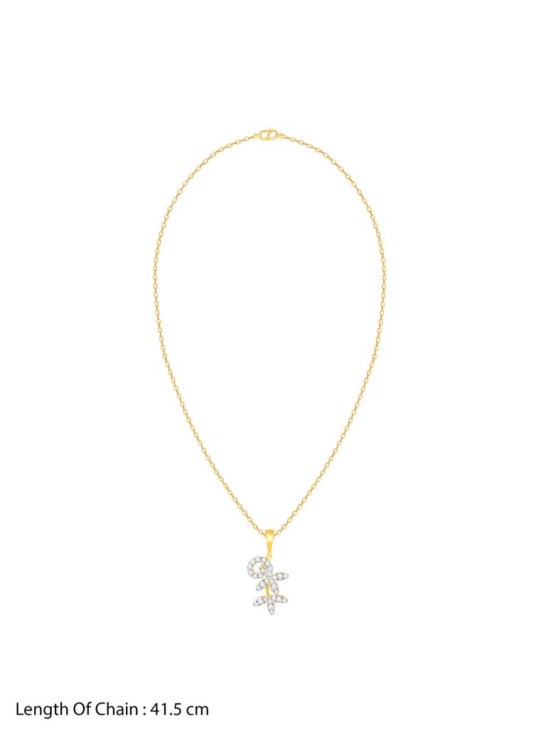 Giva 18K Yellow Gold Elegant Floral Diamond Pendant Without Chain : GDLPD0102