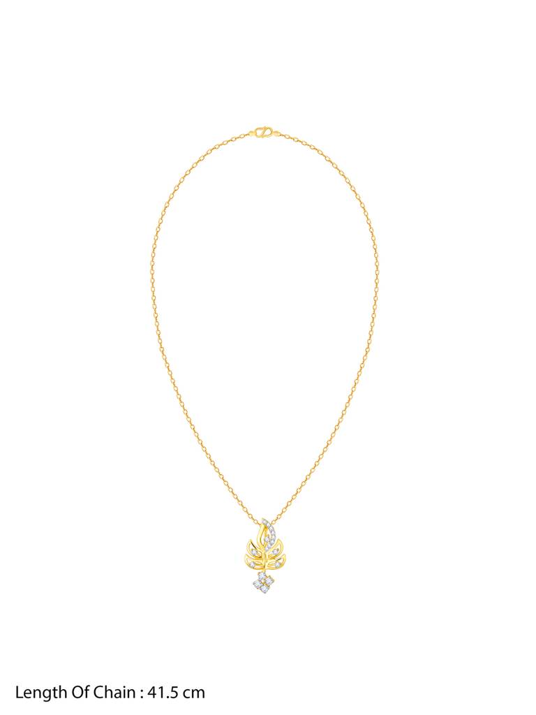 18K Yellow Gold Leafy Grace Diamond Pendant : GDLPD0104