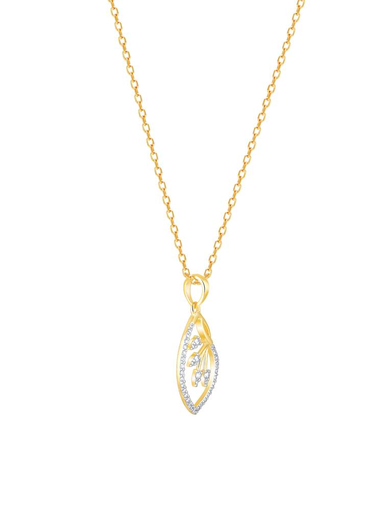 Giva 14K Yellow Gold Classic Leafy Drop Diamond Pendant Without Chain : GDLPD0107