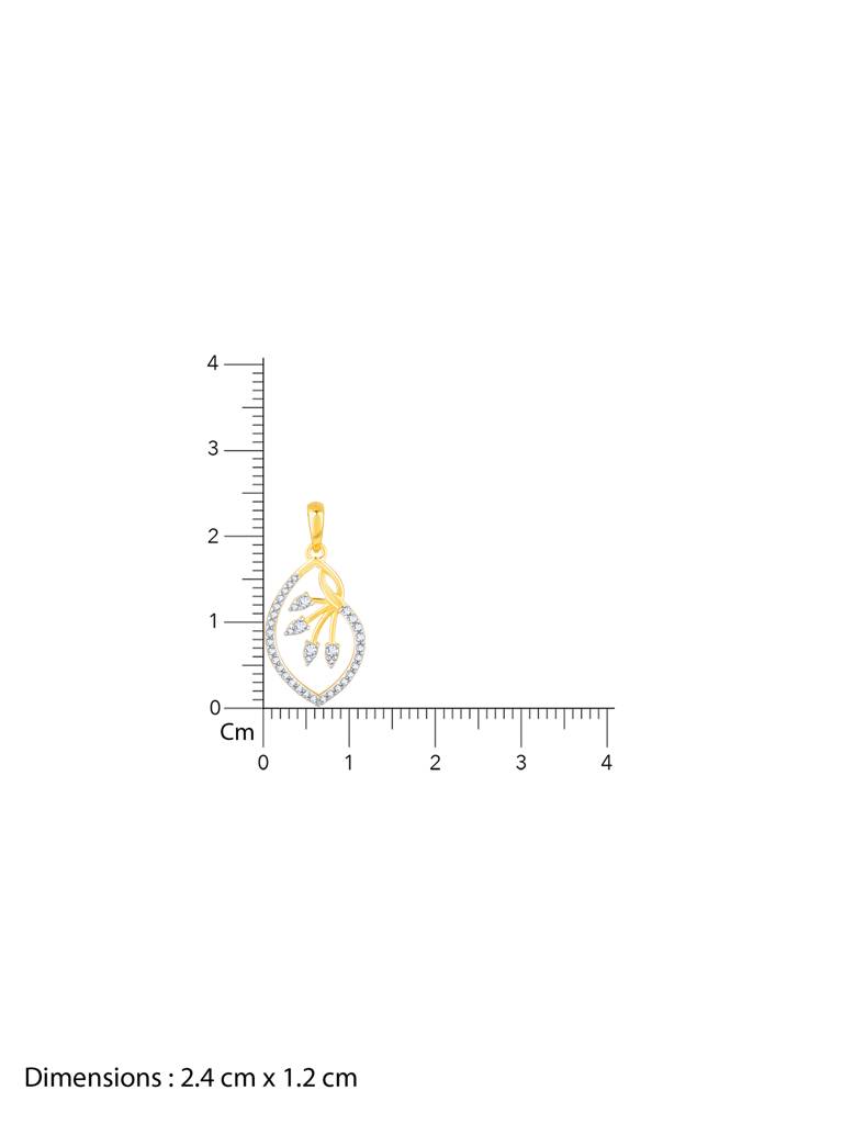 Giva 14K Yellow Gold Classic Leafy Drop Diamond Pendant Without Chain : GDLPD0107