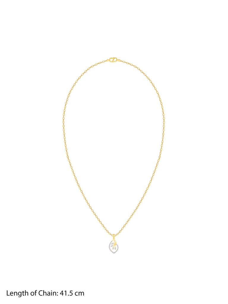Giva 14K Yellow Gold Classic Leafy Drop Diamond Pendant Without Chain : GDLPD0107