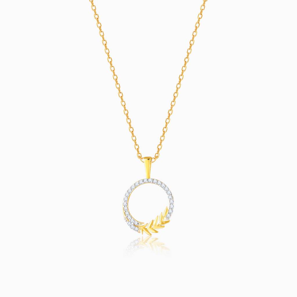 14K Gold Enchanted Foliage Diamond Pendant : GDLPD0112