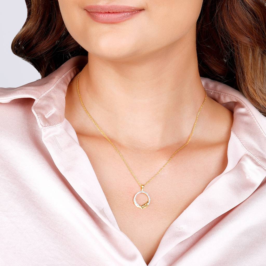 14K Gold Enchanted Foliage Diamond Pendant : GDLPD0112