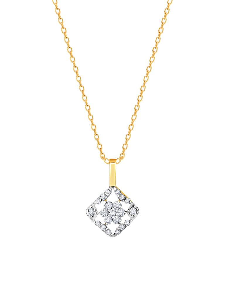 Giva 14K Yellow Gold Square Enigma Diamond Pendant Without Chain : GDLPD0124