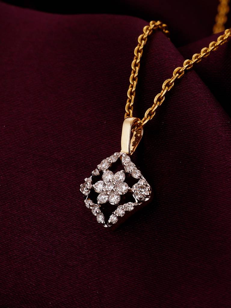 Giva 14K Yellow Gold Square Enigma Diamond Pendant Without Chain : GDLPD0124
