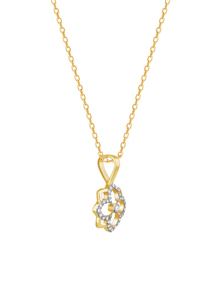 Giva 14K Yellow Gold Gracious Flower Diamond Pendant Without Chain : GDLPD0125