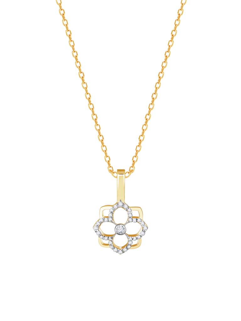Giva 14K Yellow Gold Gracious Flower Diamond Pendant Without Chain : GDLPD0125