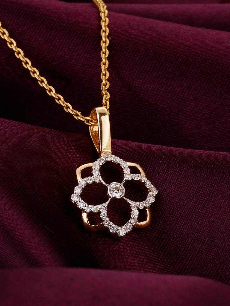 Giva 14K Yellow Gold Gracious Flower Diamond Pendant Without Chain 14K  Gold Vs Yellow Gold - Main Image