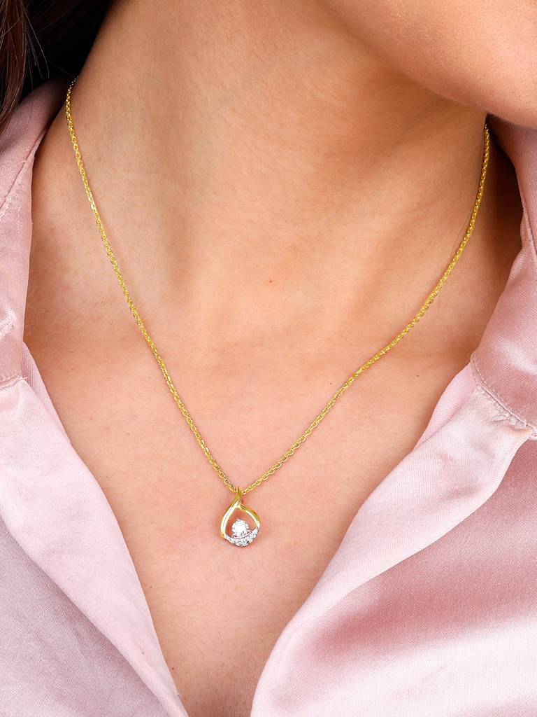 Giva 14K Yellow Gold Charming Dew Drops Diamond Pendant Without Chain : GDLPD0129