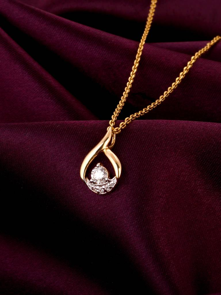 Giva 14K Yellow Gold Charming Dew Drops Diamond Pendant Without Chain : GDLPD0129