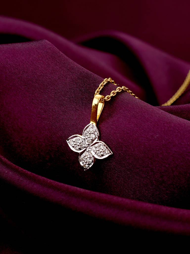 Giva 14K Yellow Gold Gilded Floral Diamond Pendant  Without Chain : GDLPD0133